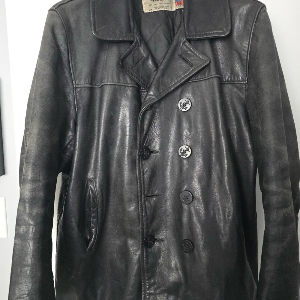 Schott NYC Black Pea Coat Timeless Elegance